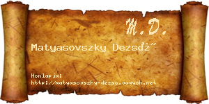 Matyasovszky Dezső névjegykártya